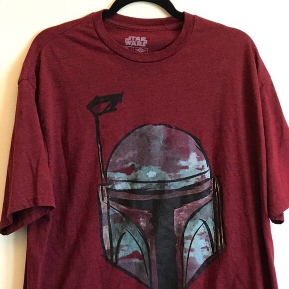 Star Wars 2X men short sleeve t-shirt Boba Fet red casual fandom - Picture 2 of 7